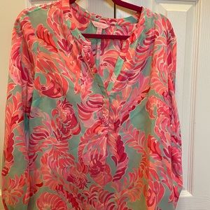 Lilly Pulitzer love birds silk top